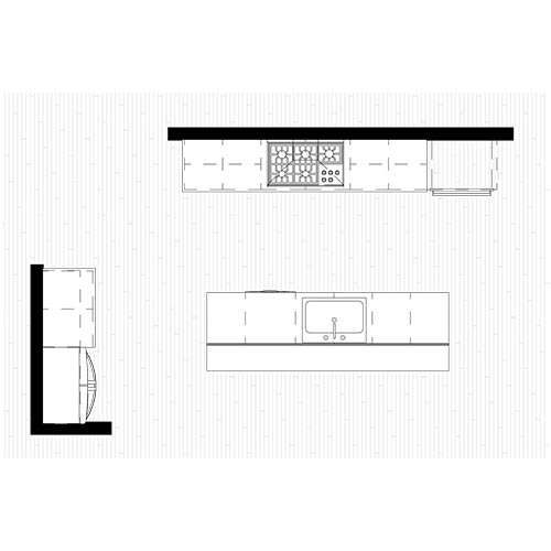 Floor plan of a kitchen renovation.