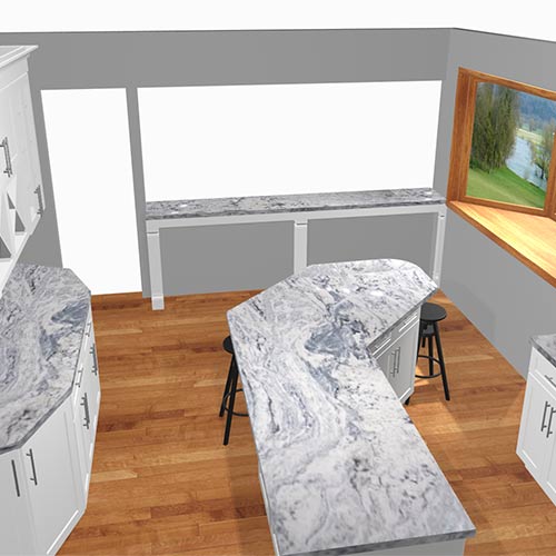 Interior rendering of a kitchen.
