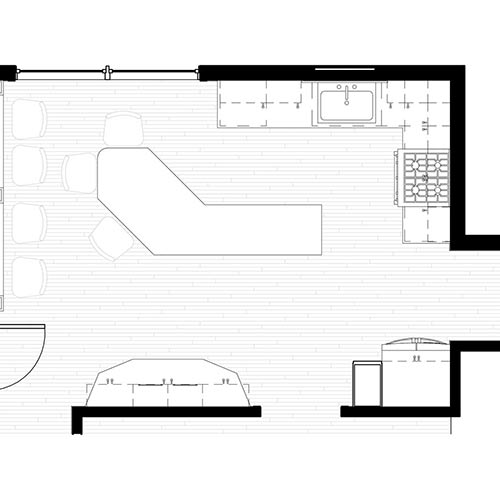 Floor plan of a kitchen renovation.